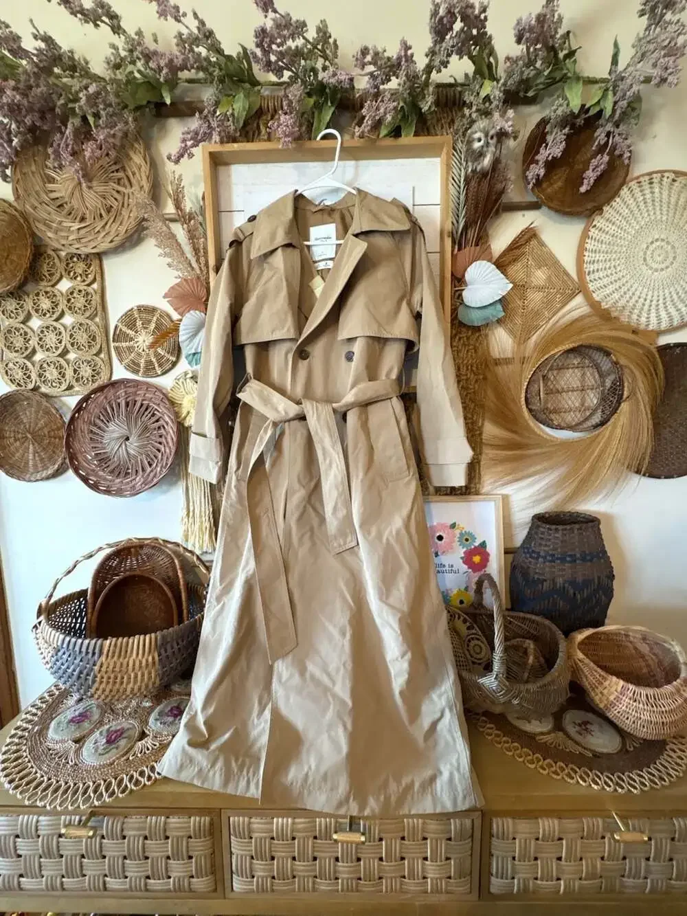 Abercrombie & Fitch Trench Coat Small Beige Water Resistant